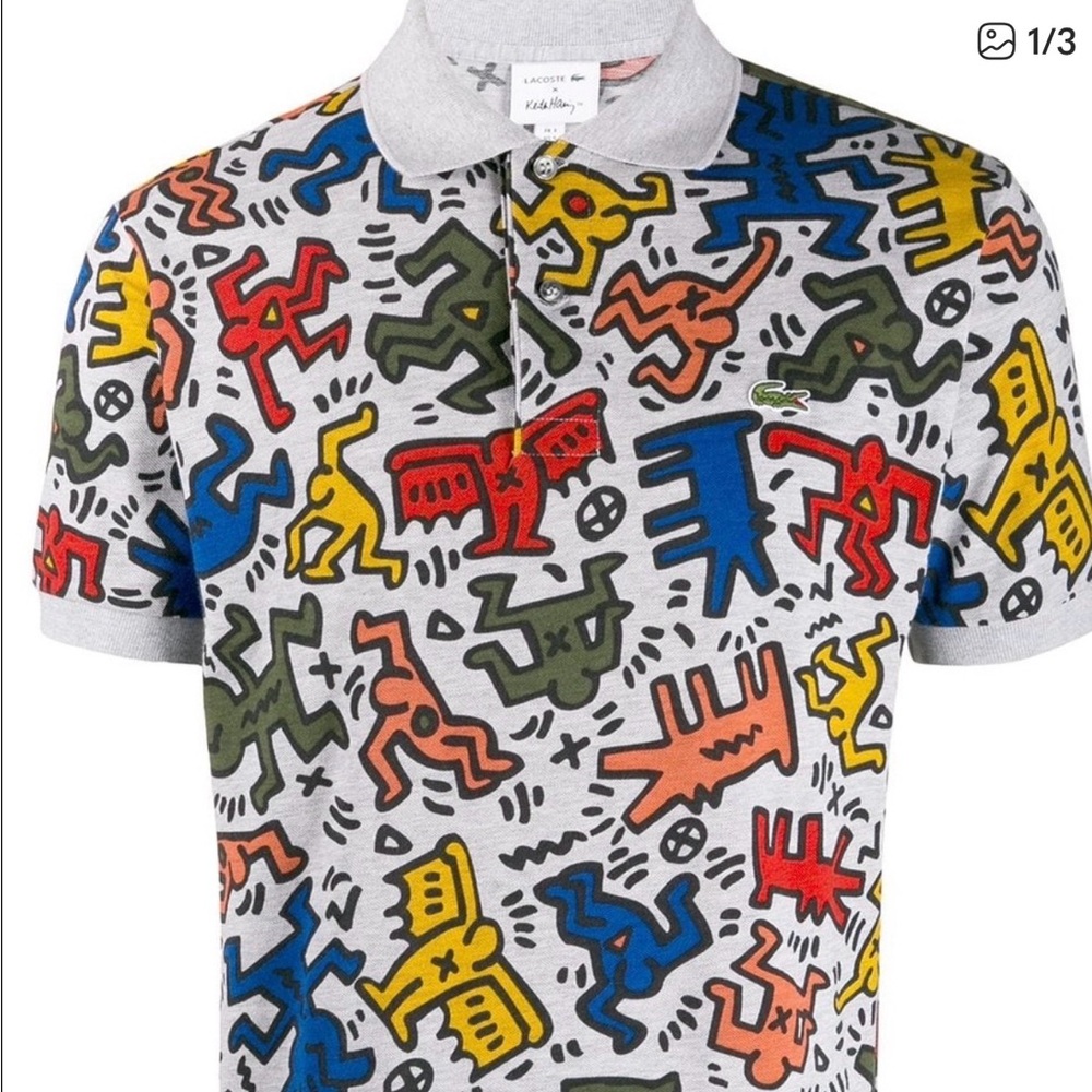 Lacoste x Keith Haring Gray Graphic Tee size kids 6